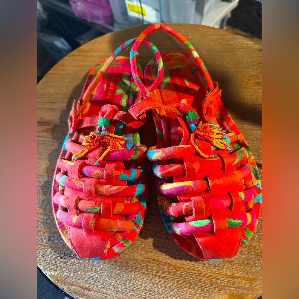Farm Rio Tropical Tube strap sandals. Like new. Size 7  .